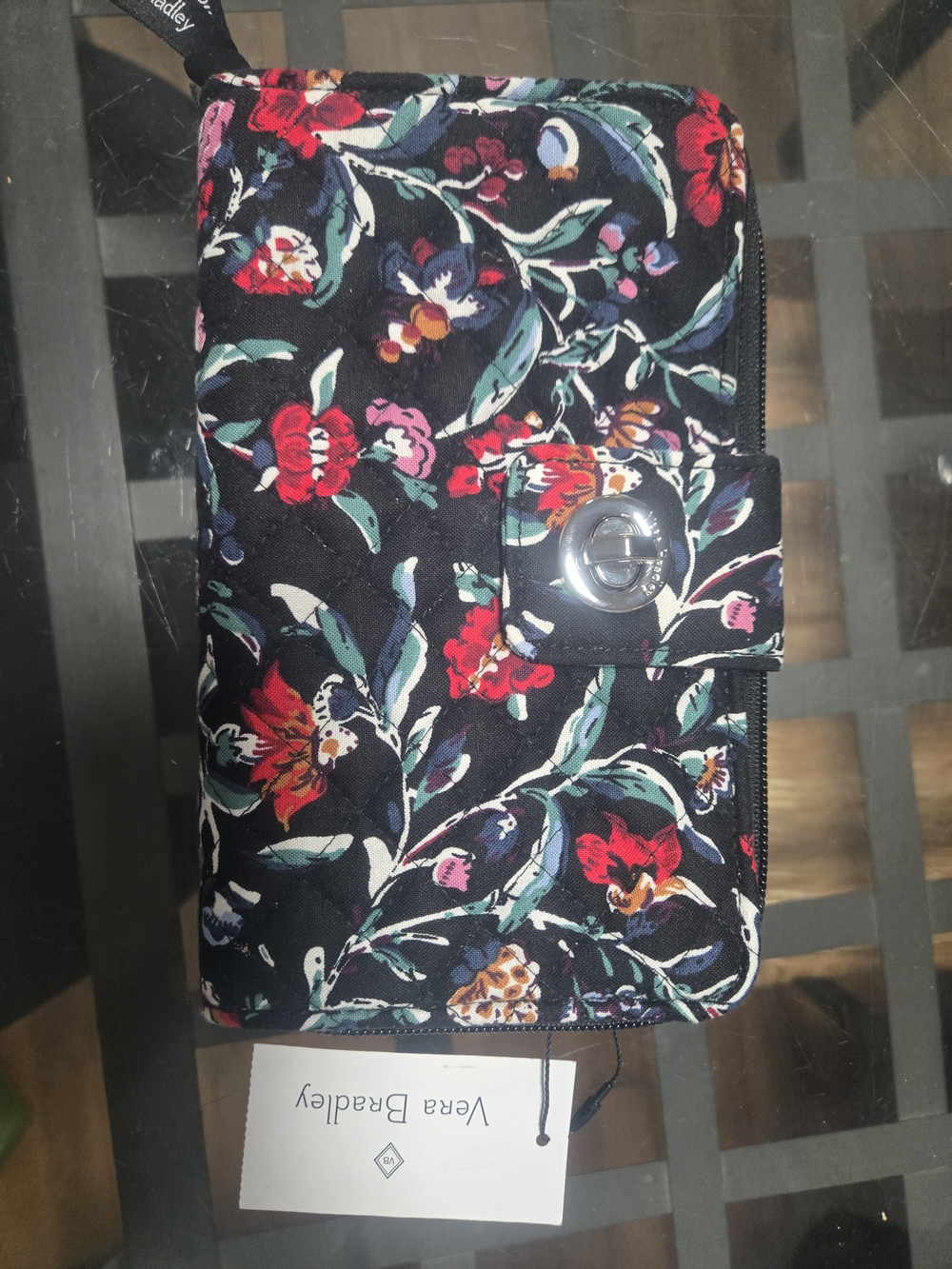 Vera Bradley Quilted Floral Wallet - Black Multi